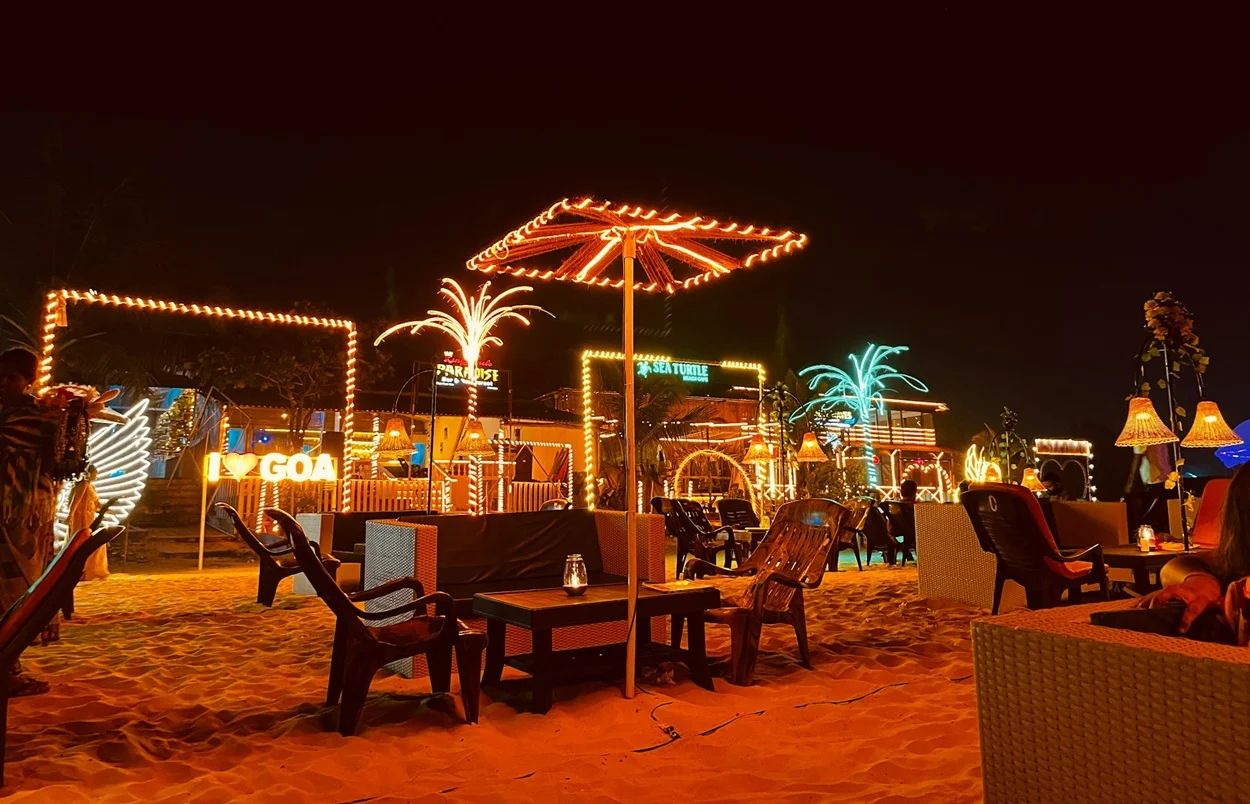 Sunset view at Palolem beach Goa during December holiday season