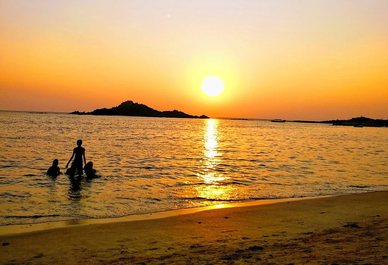 Peaceful sunset view at Om Beach in Gokarna Karnataka