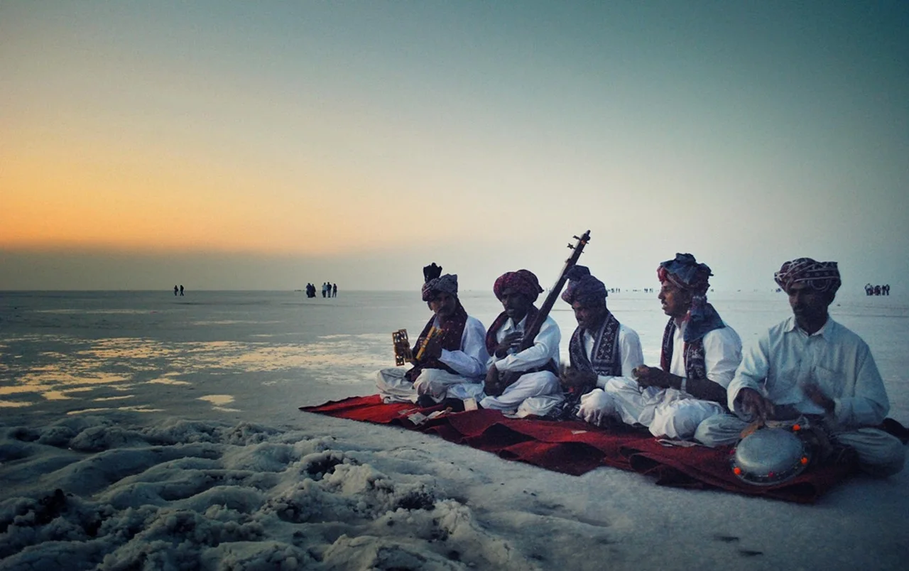 White salt desert view during Rann Utsav festival in Kutch Gujarat