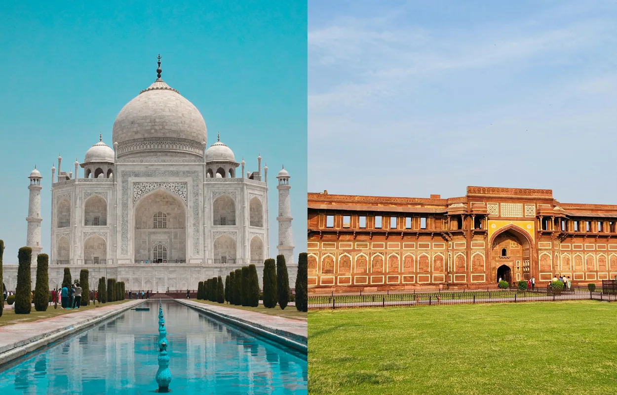 Taj Mahal in Agra on a clear morning, iconic UNESCO World Heritage site in India
