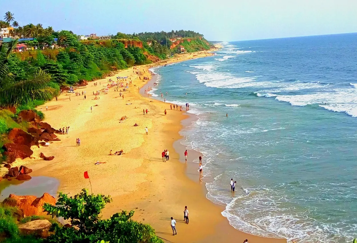 Famous red cliffs overlooking Arabian sea at Varkala beach Kerala